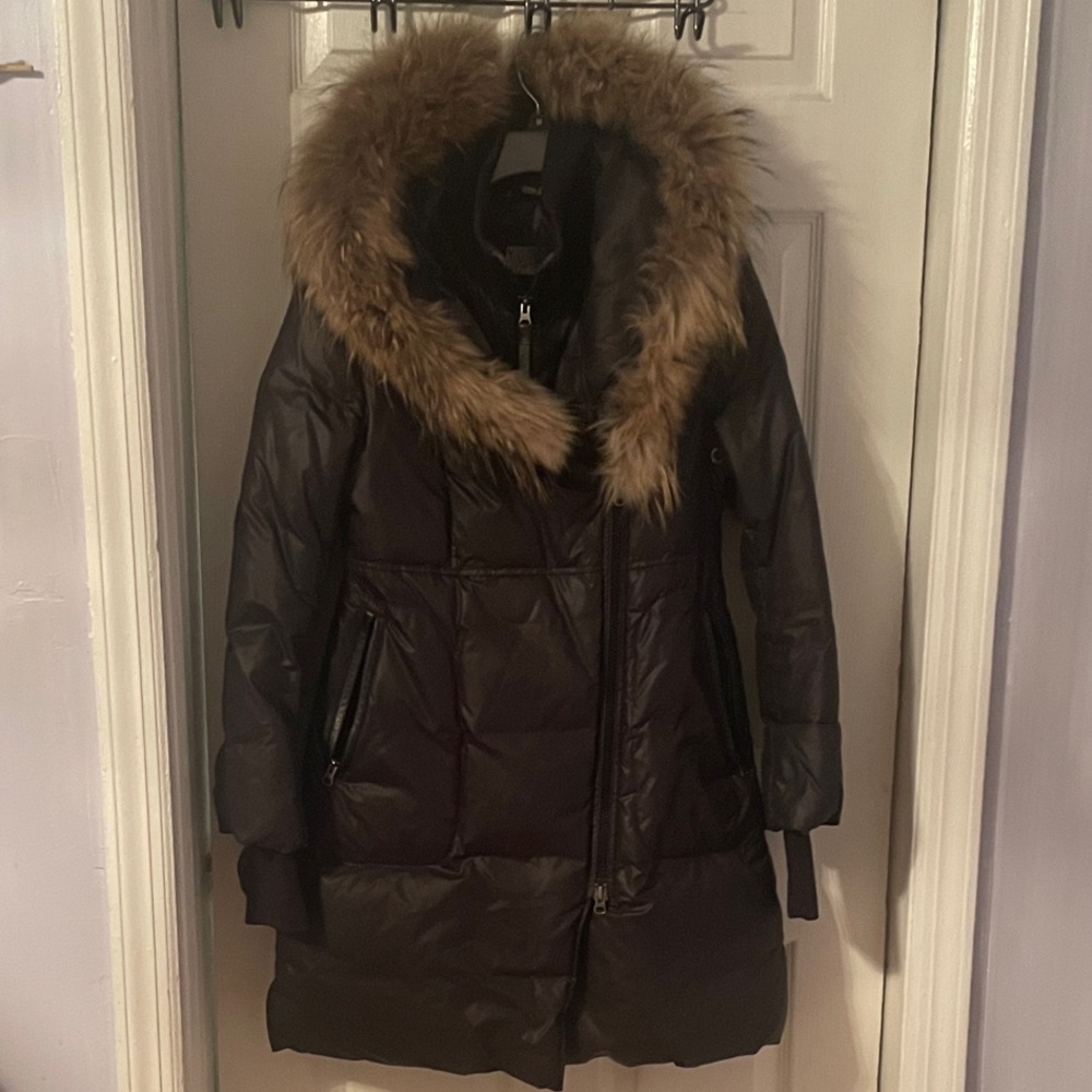 Mackage Black Puffer Coat with Fur Trim